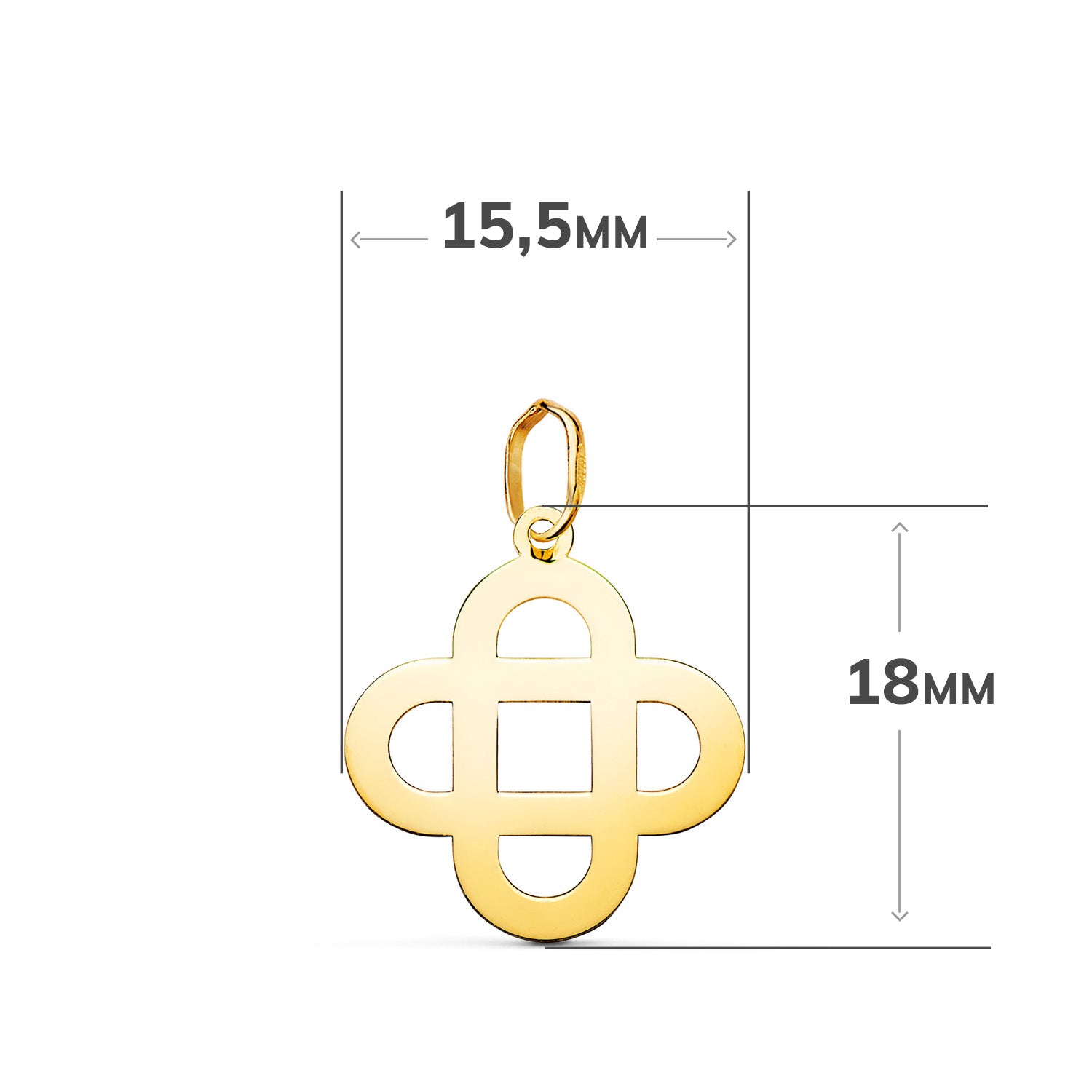 Pendentif Croix de Mariage en Or Jaune 18 Carats en Mesure de Luminosité: 18 X 15,5 mm