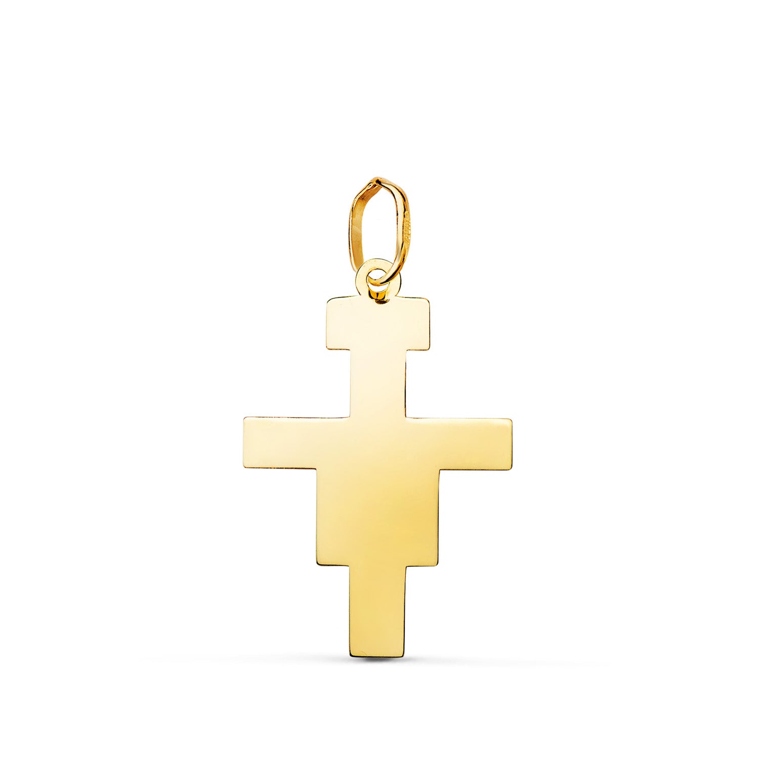 Pendentif Croix de San Damien en Or Jaune 18 Carats en Mesure de Luminosité : 22 X 14 mm