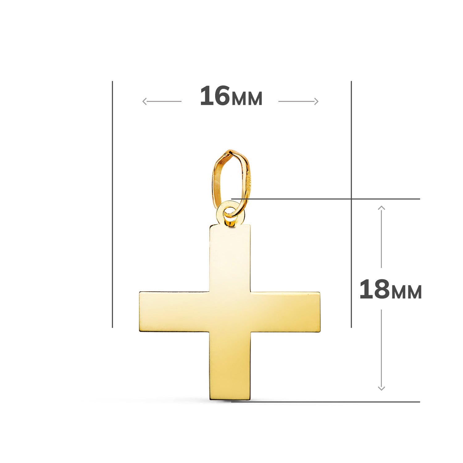 Gresk Cross anheng i 18K gult gull i lysstyrke Mål: 18 X 16 mm