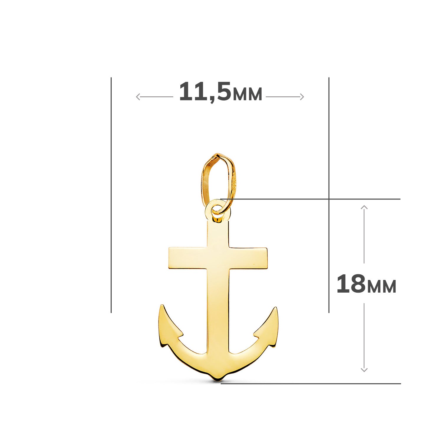 Pendentif Croix de Marin en Or Jaune 18 Carats en Mesure de Luminosité: 18 X 11,5 mm