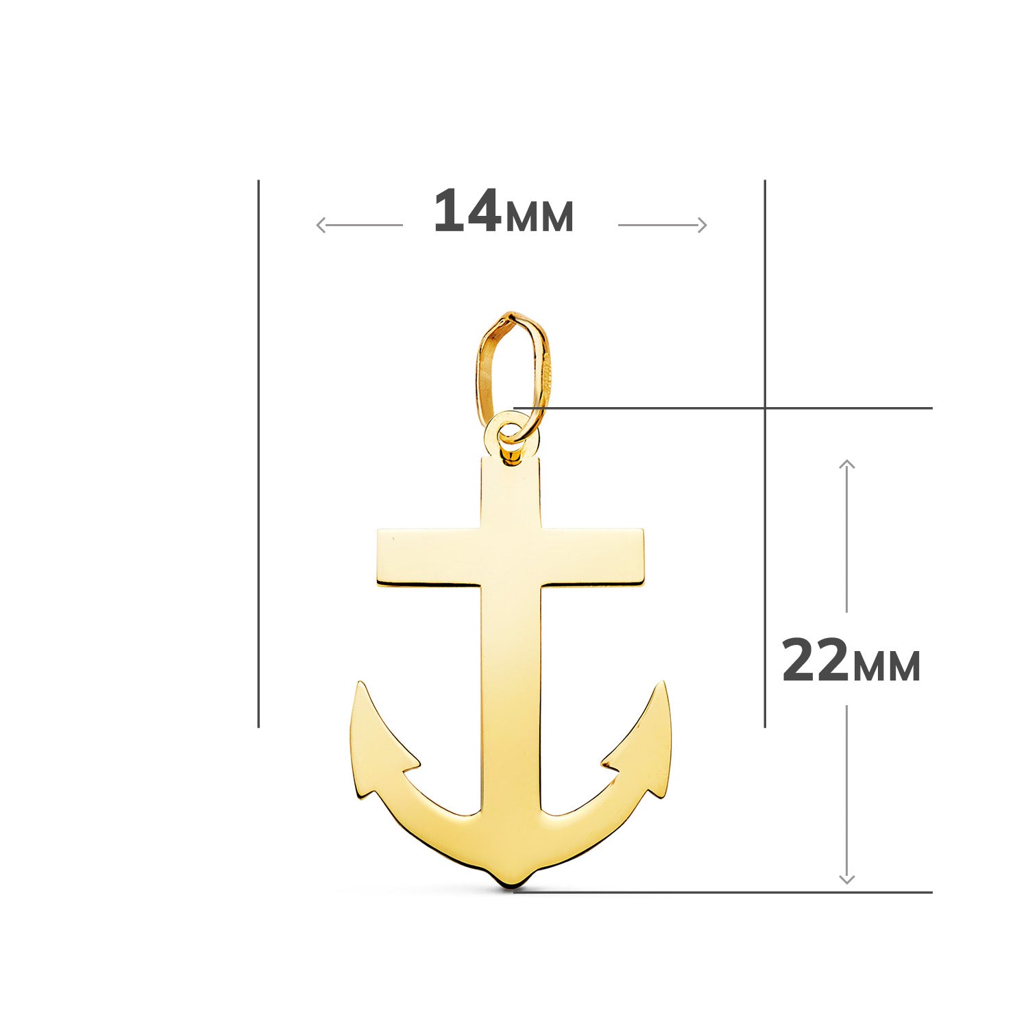 Pendentif Croix de Marin en Or Jaune 18 Carats en Mesure de Luminosité: 22 X 14 mm