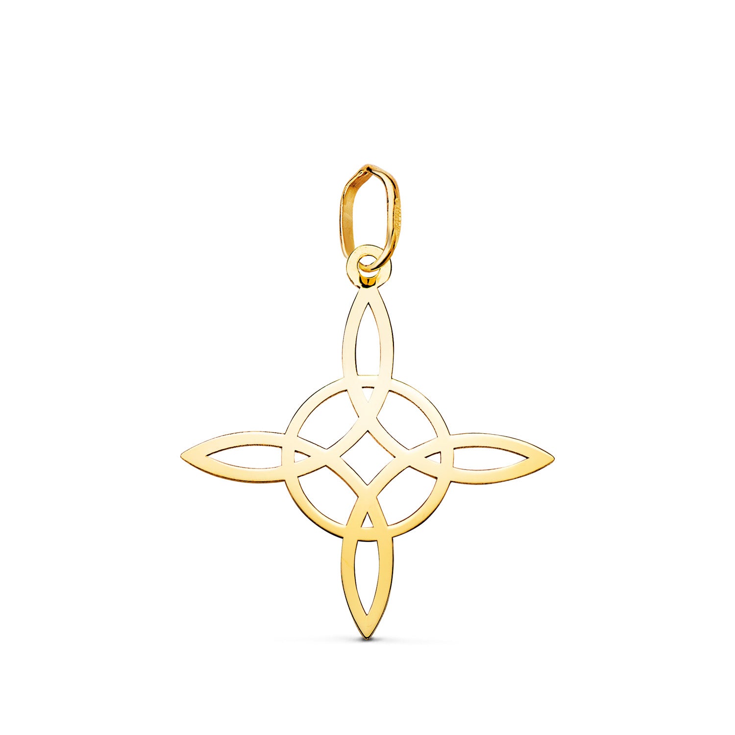 Pendentif Noeud de Sorcière Brillant en Or Jaune 18 Carats : Mesure : 22 X 20 mm