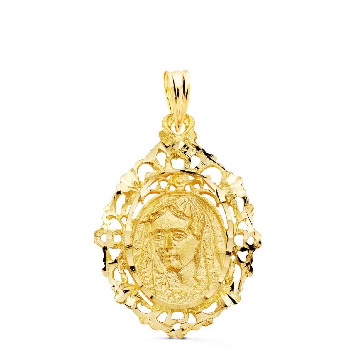 18K medaile Virgin Macarena Filigrán 27 X 20 mm