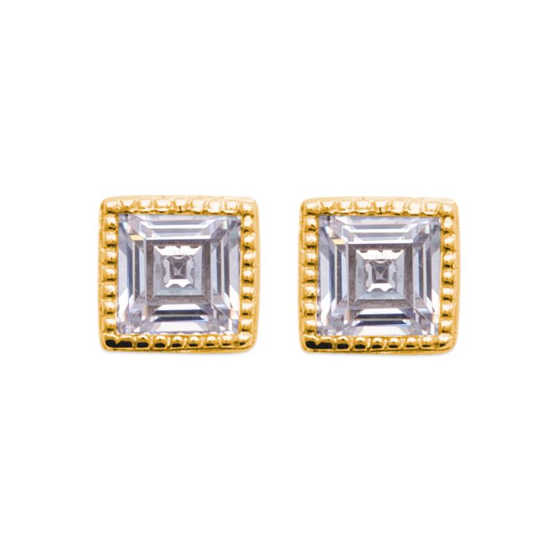 Art Deco - Square - Gold Plated - Earrings