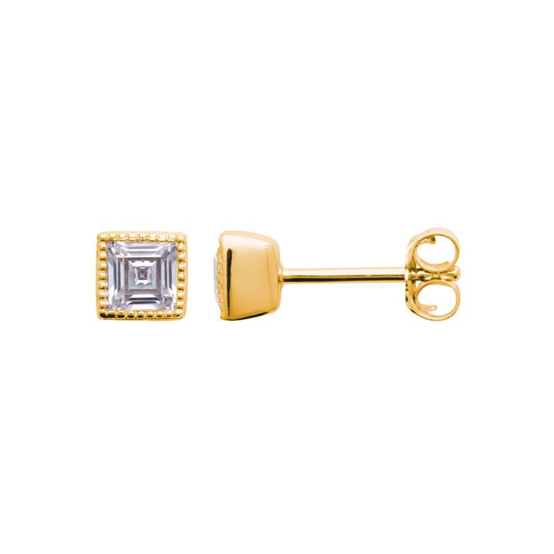 Art Deco - Square - Gold Plated - Earrings