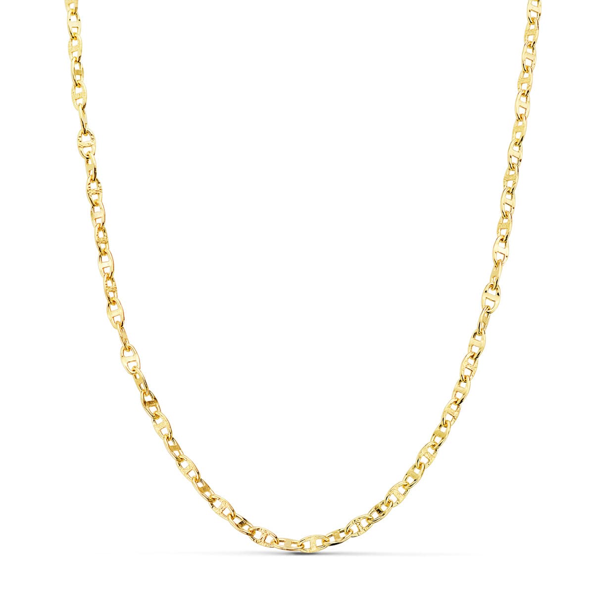 18K Yellow Gold Hollow Navy Chain. Length 50 Cm - Width 2.5 mm