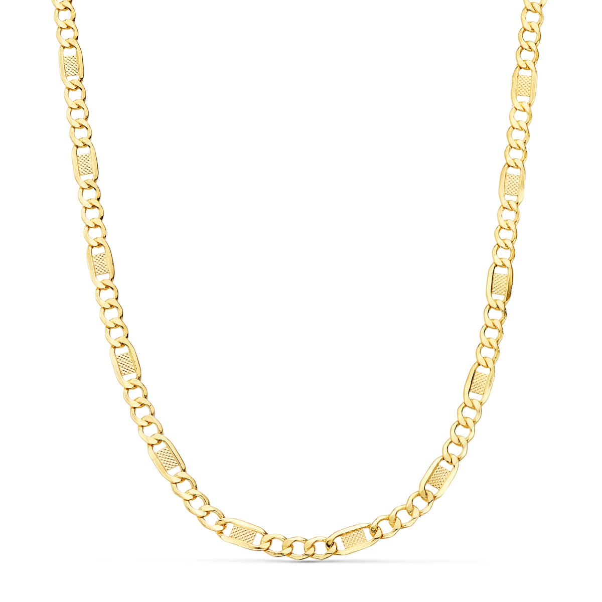 18K Yellow Gold Hollow Chain 3X1. Length 60 Cm - Width 4 mm