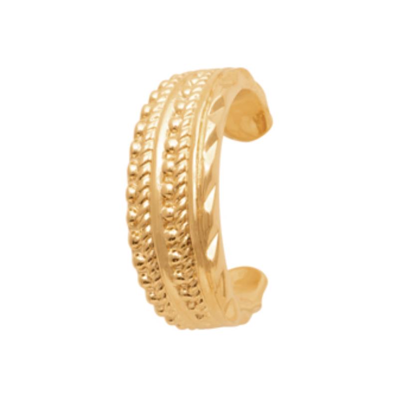 Bague d’oreille à l’unité deux rangs perlés en plaqué or – Azuline