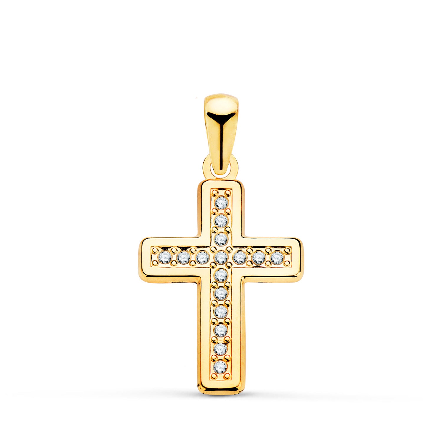 18K gulguldskors med zirkoner 19 X 13 mm