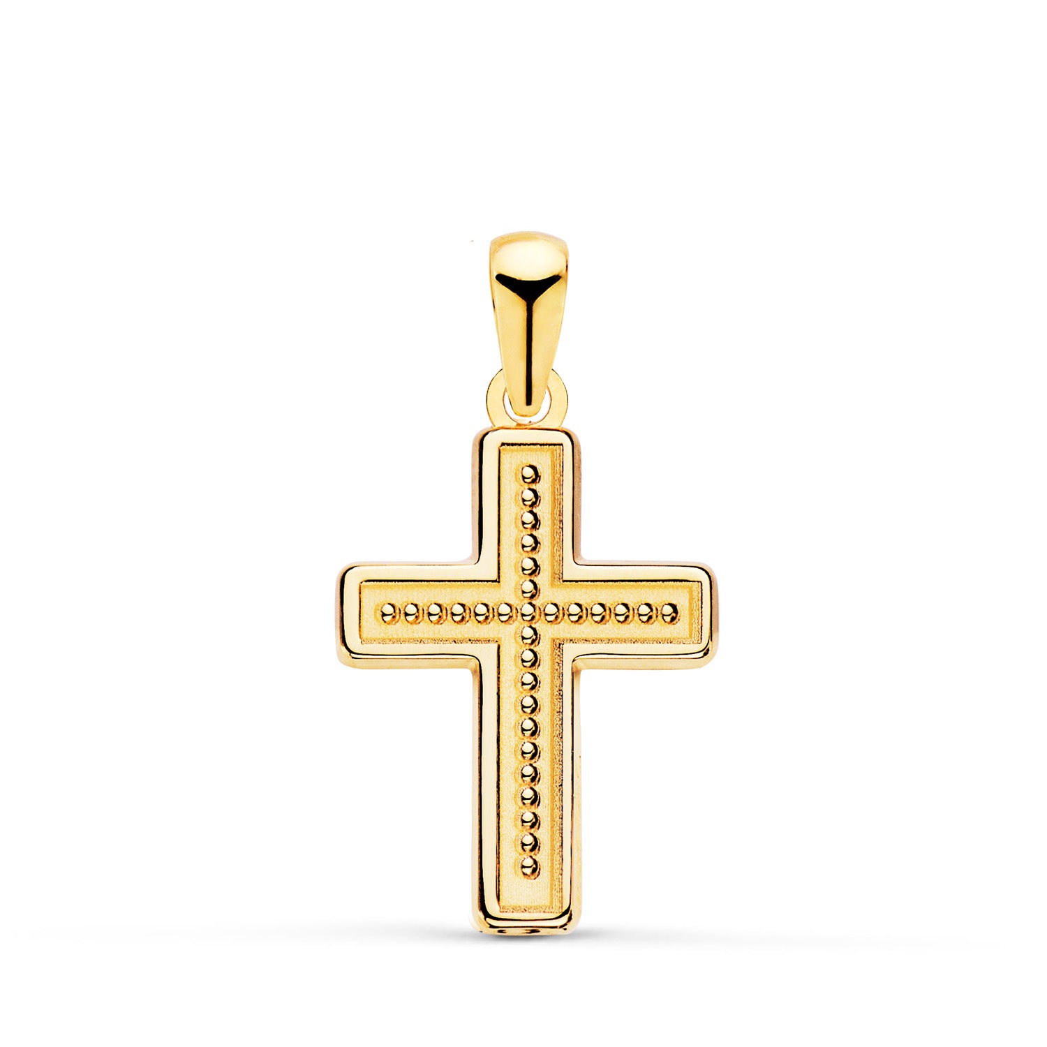 Croix Or Jaune 18K avec Boule Interieur 19 X 13 mm