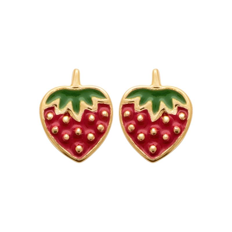 Erdbeere – vergoldet – Ohrringe