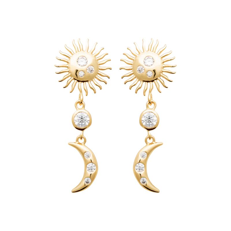 Moon and Sun - Earrings - Gold Plated