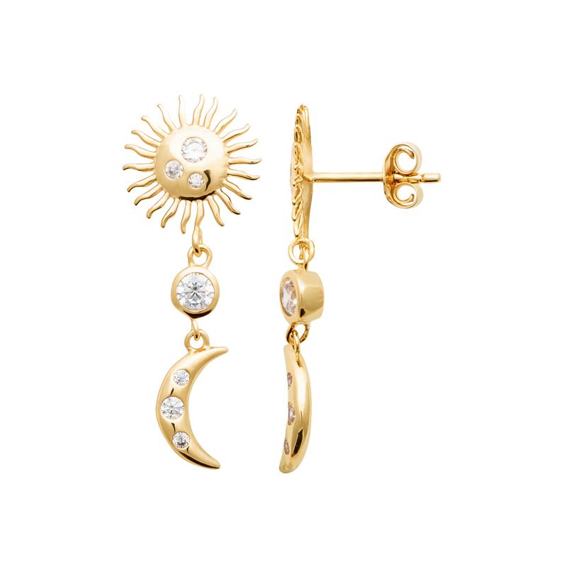 Moon and Sun - Earrings - Gold Plated