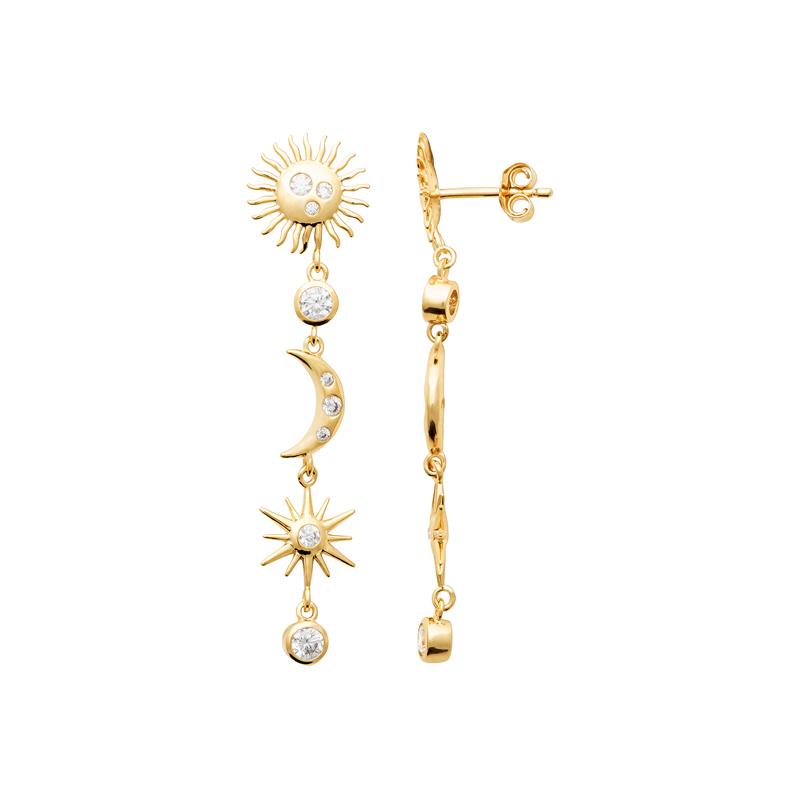 Moon and Sun - Earrings - Gold Plated