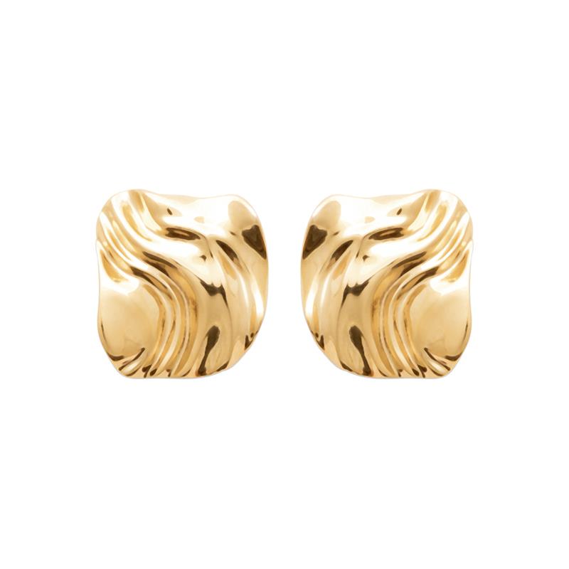 Hypnotique - Crumpled - Earrings - Gold Plated