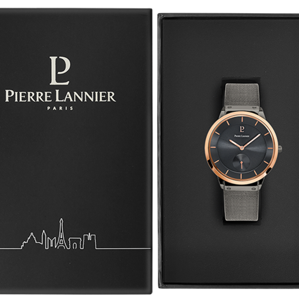 Montre homme Pierre Lannier DANDY 235D488 – cadran gris bracelet milanais gris – vue 3