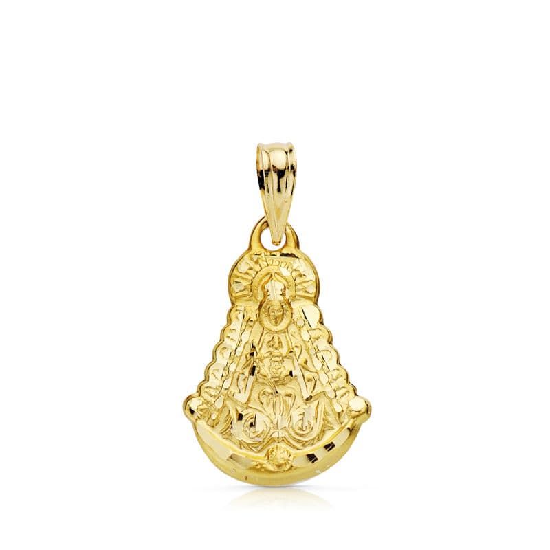 18K Guld Medalj Virgin Del Rocio Silhouette 20X15 mm snidade