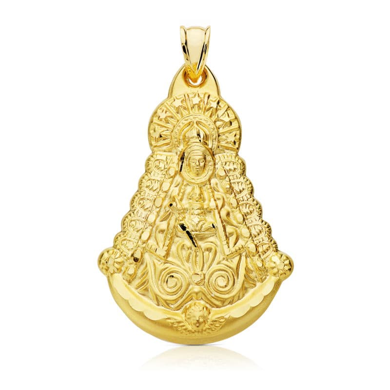 Médaille Or Jaune 18K Vierge Del Rocio Silhouette 40X30 mm Sculpté