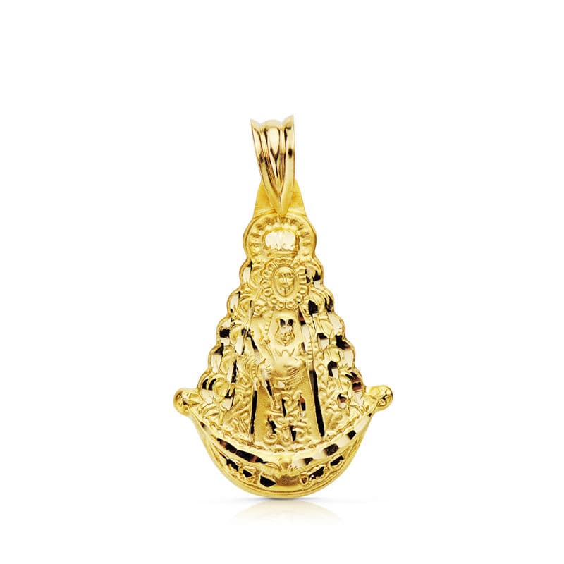18K Gul Guld Medal Virgin Del Rocio Silhouette 25X20 mm