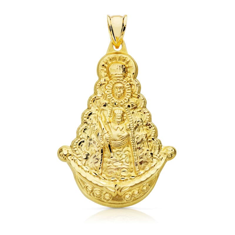 Médaille Or Jaune 18K Vierge Del Rocio Silhouette 40X25 mm