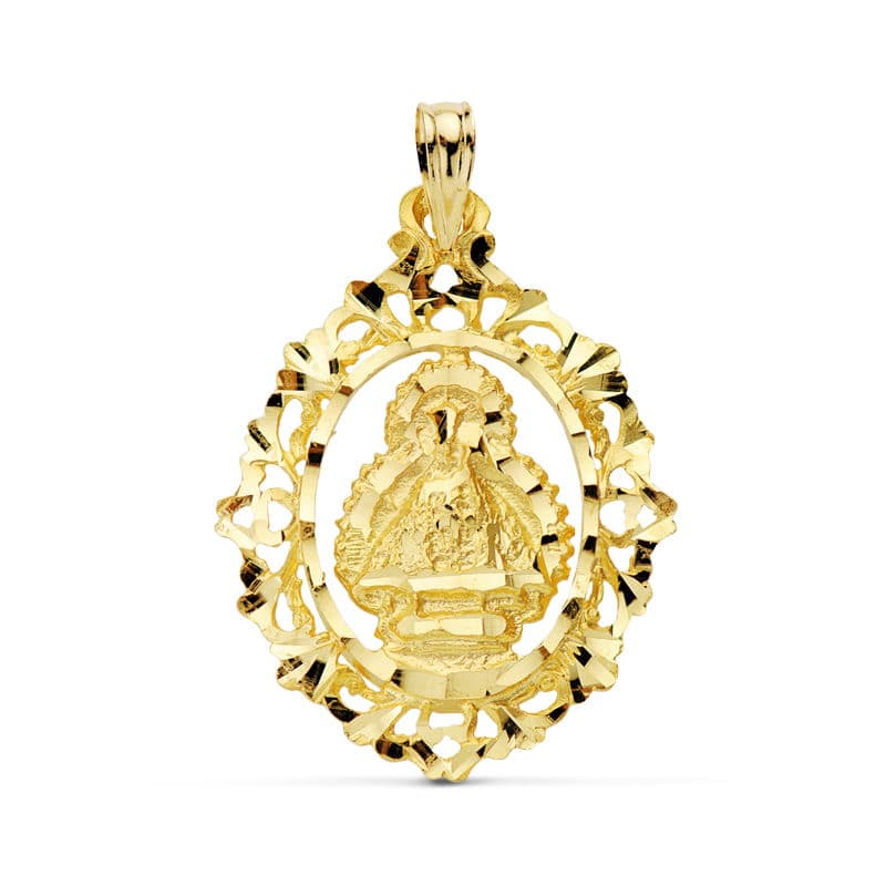 18K Médaille Vierge de la Cabeza 28 X 21 mm