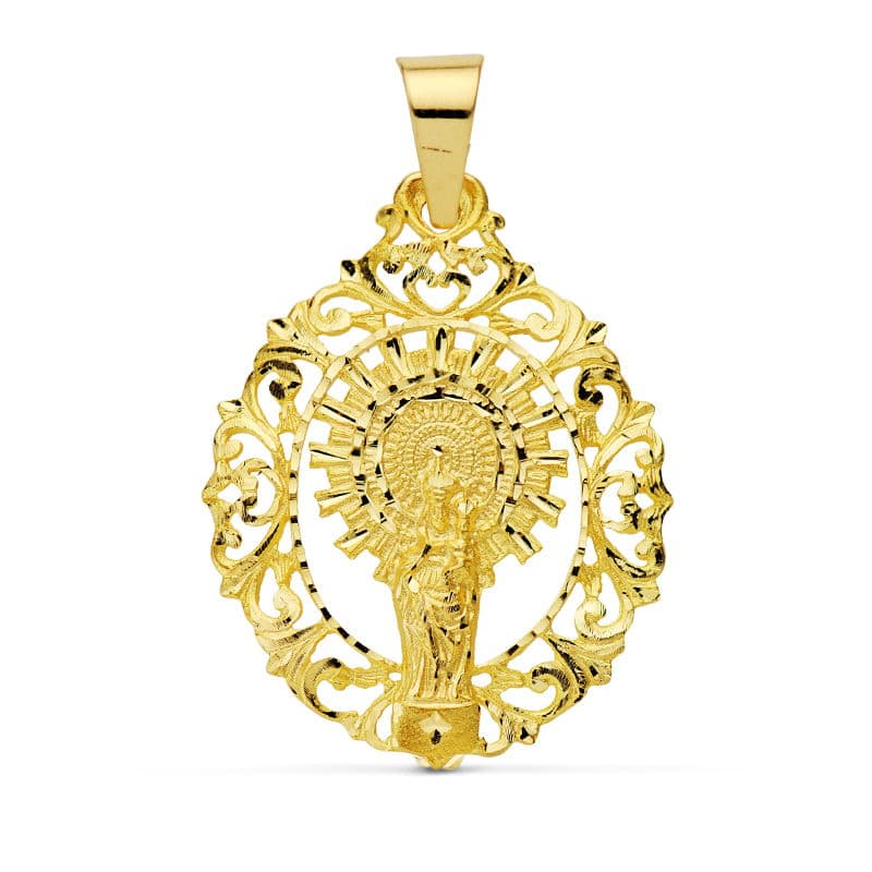 9K Gul Guld Medal Virgin Pillar Orla 39X30 mm