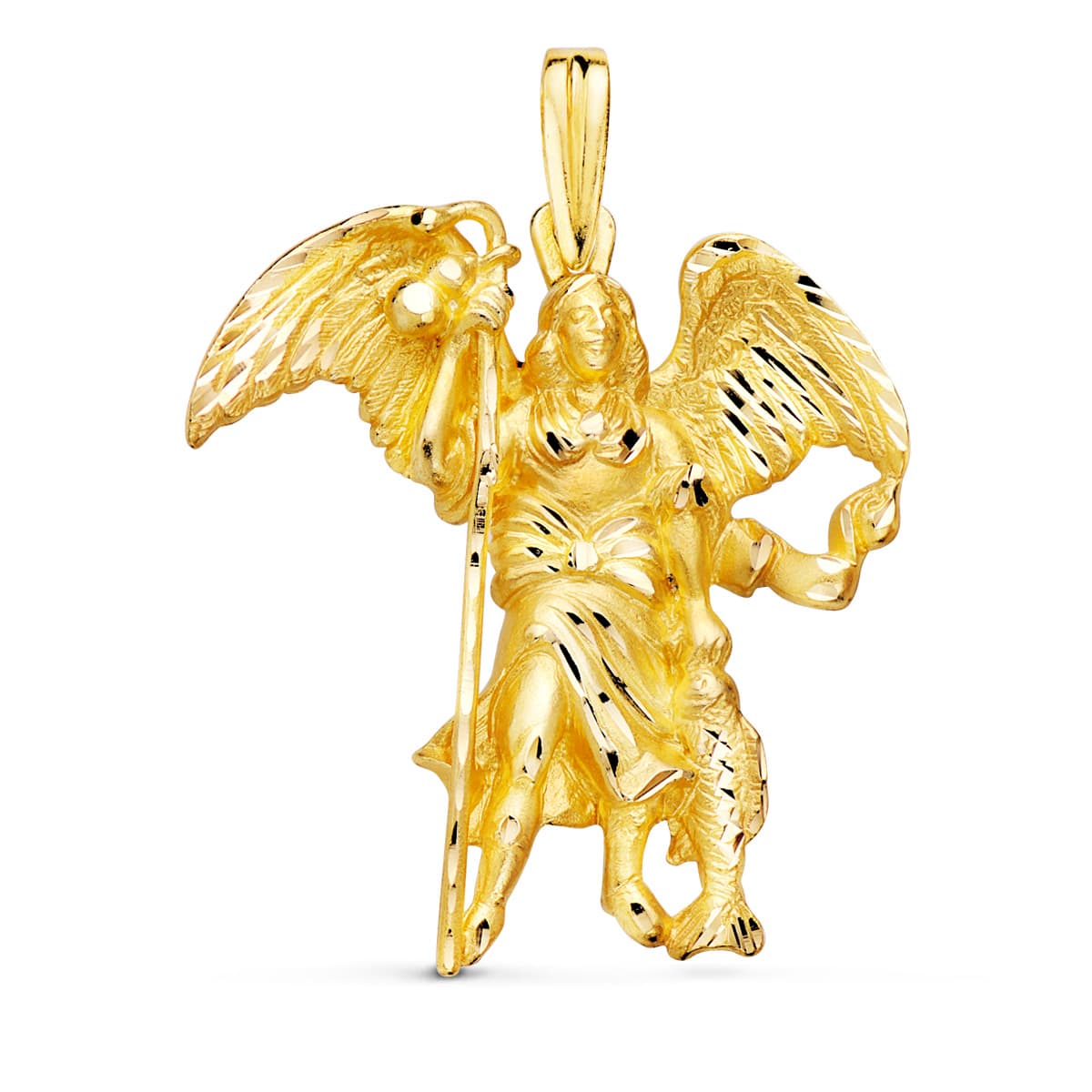 18K Yellow Gold Saint Raphael Silhouette Medal 33X29 mm