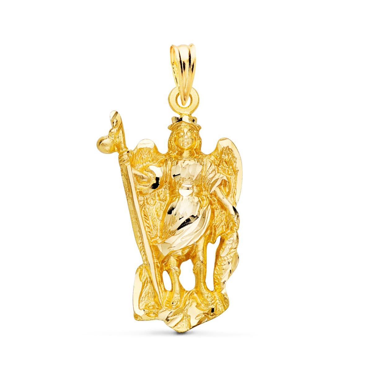 Pendentif en Or Jaune 18K Saint Raphael Silhouette 29 X 17 mm