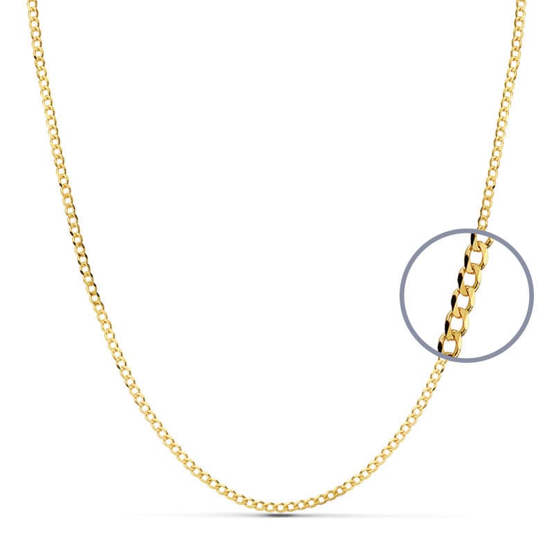 18K Solid Curb Chain i Gul Guld 2 mm Længde 50 Cm.