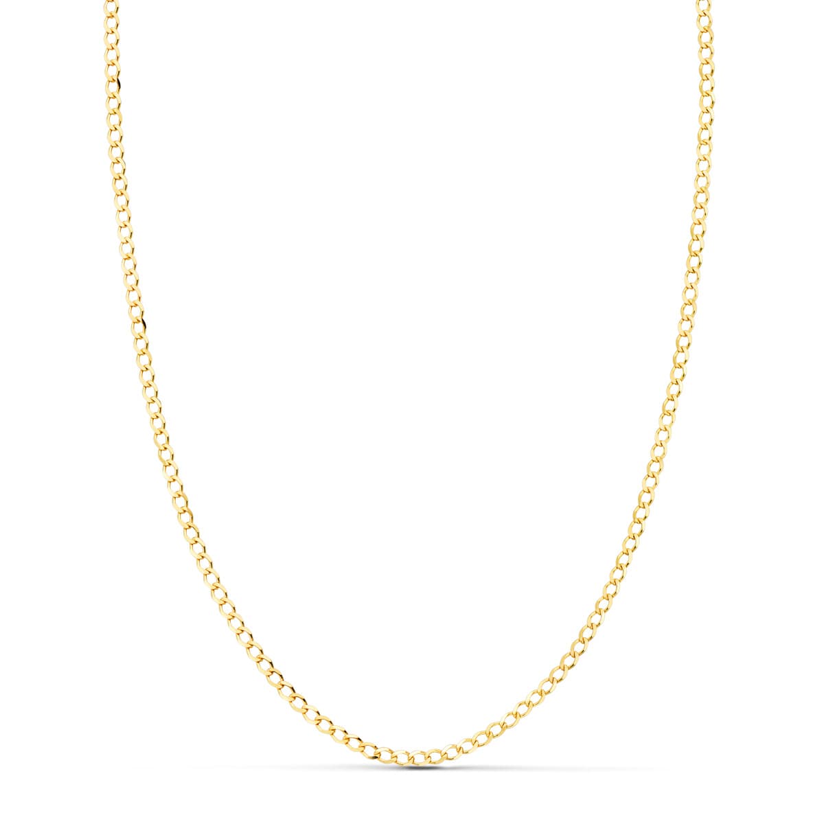 18K Yellow Gold Solid Curb Chain. Length 50 Cm - Width 1.5 mm