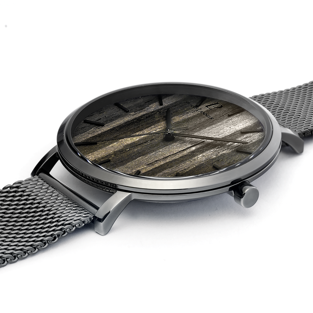 Montre homme Pierre Lannier NATURE 241D488 – cadran noir bracelet milanais gris – vue 2