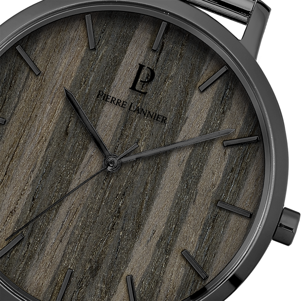 Montre homme Pierre Lannier NATURE 241D488 – cadran noir bracelet milanais gris – vue 4