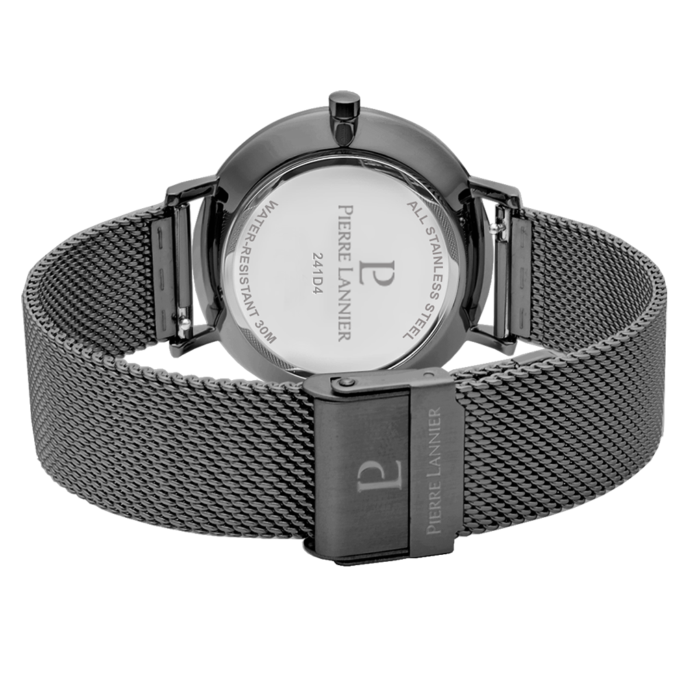 Montre homme Pierre Lannier NATURE 241D488 – cadran noir bracelet milanais gris – vue 5