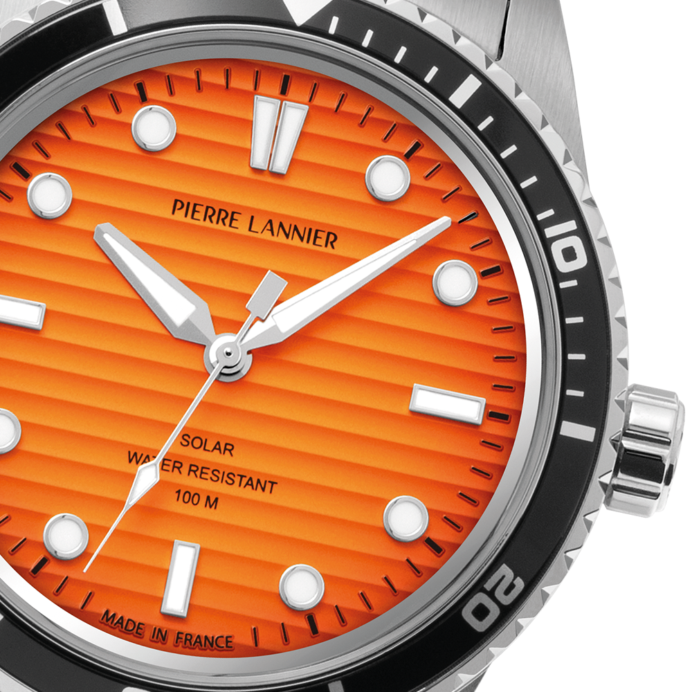 Montre homme Pierre Lannier INTI 244H151 – cadran orange bracelet acier argenté – vue 4