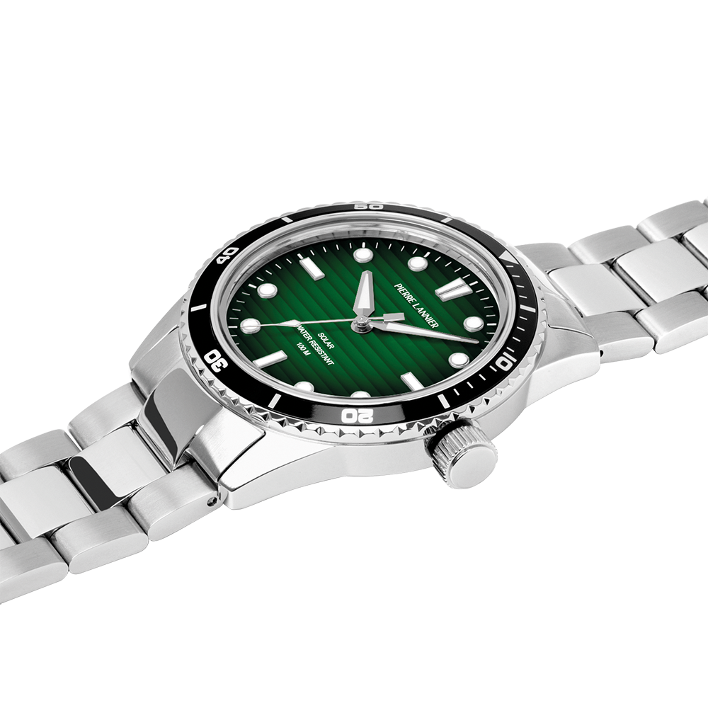 Montre homme Pierre Lannier INTI 244H171 – cadran vert bracelet acier argenté – vue 3