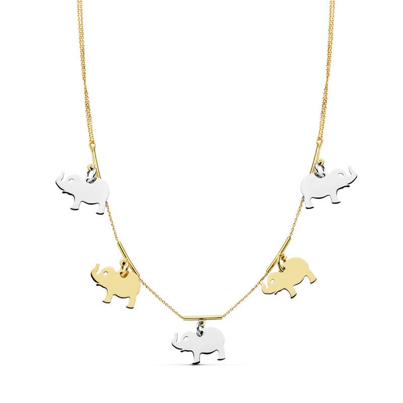 Colier elefant bicolor 18K 42CM