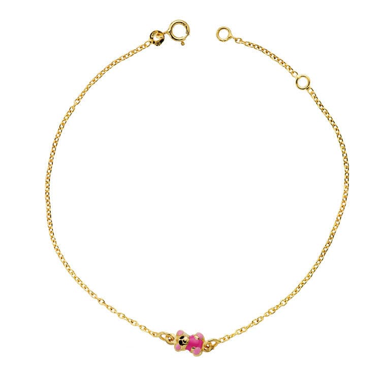 Bracelet Ours Or Jaune 18K Émail 18 Cm