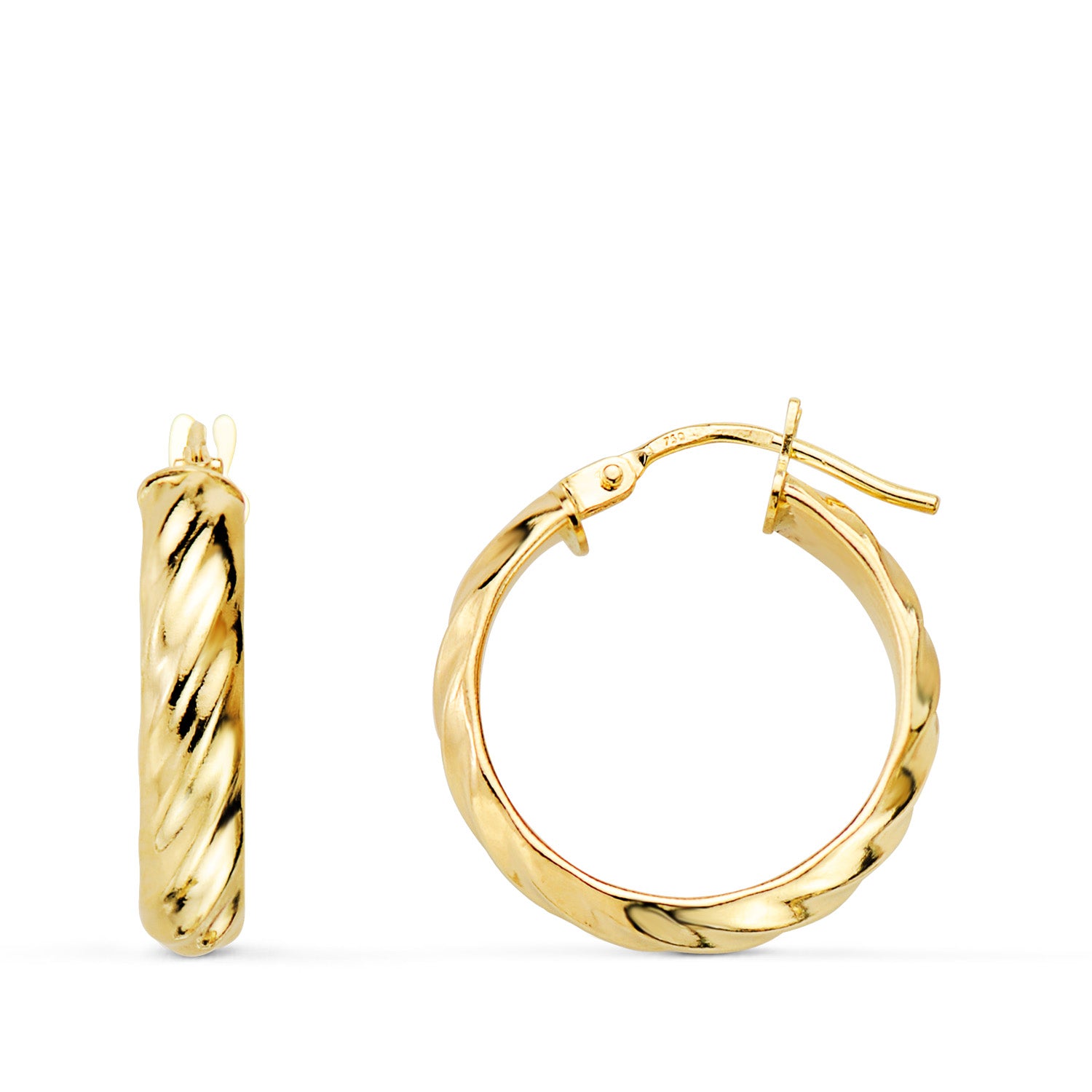 18K Créoles Or Jaune Bandes 18 X 4 mm