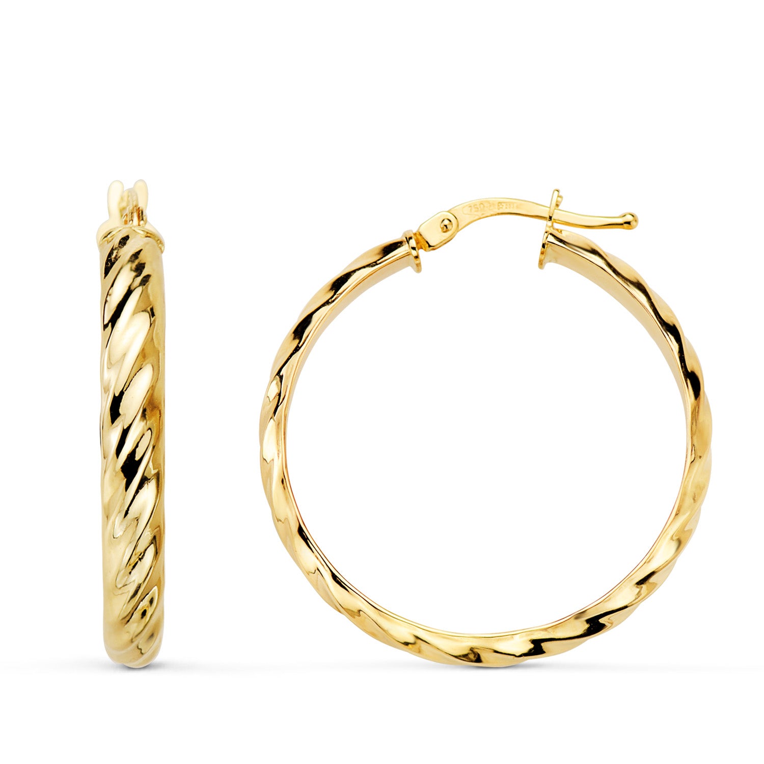 Pendientes Aro Oro Amarillo 18K Bandas 28 X 4MM
