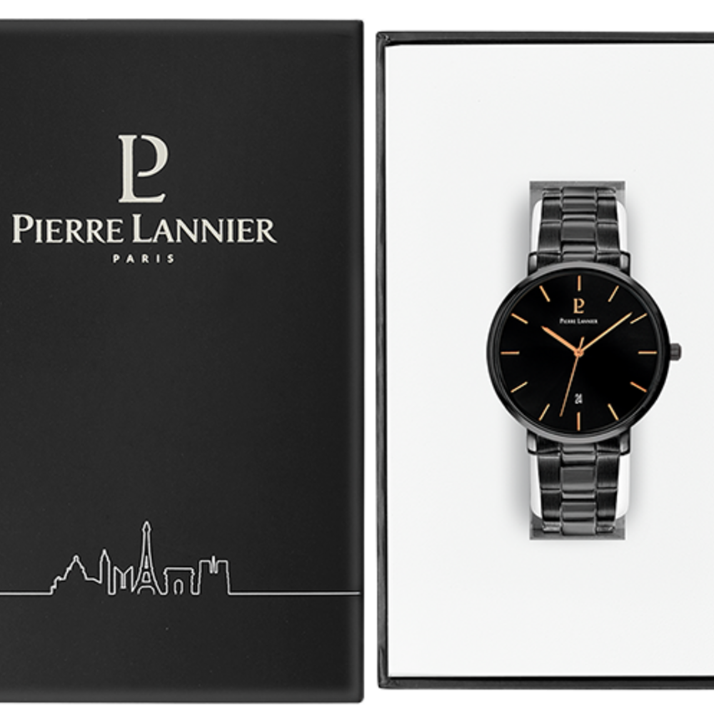Montre homme Pierre Lannier ECHO 250G439 – cadran noir bracelet acier noir – vue 3