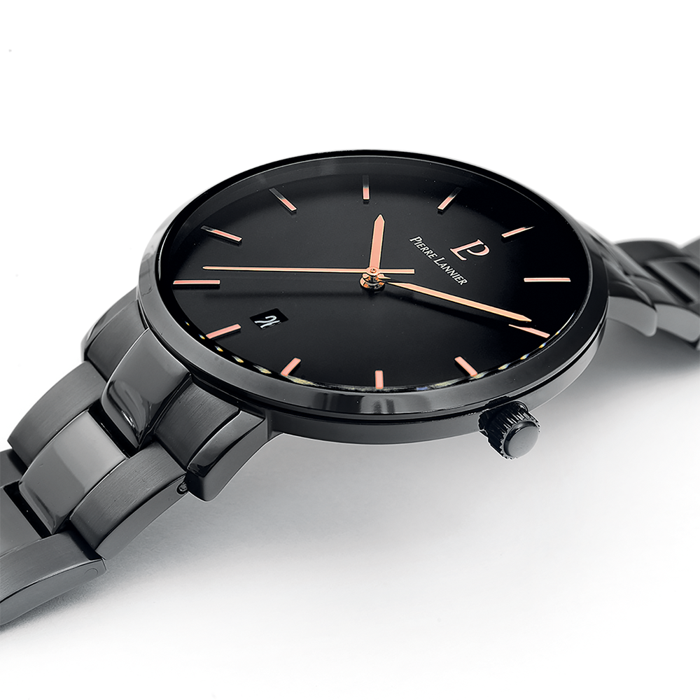 Montre homme Pierre Lannier ECHO 250G439 – cadran noir bracelet acier noir – vue 2
