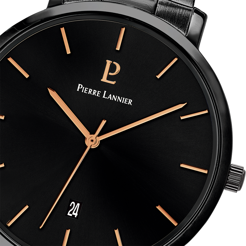 Montre homme Pierre Lannier ECHO 250G439 – cadran noir bracelet acier noir – vue 4