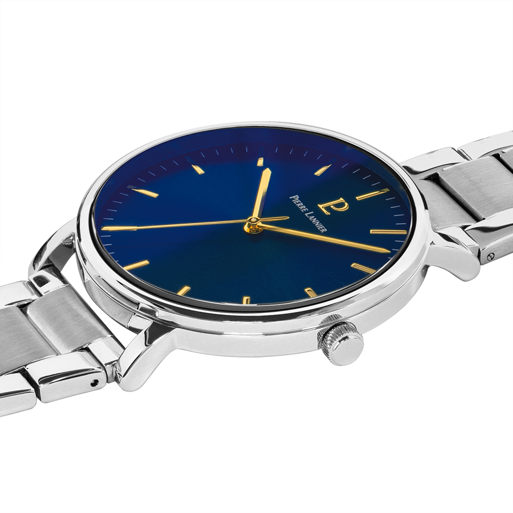 Montre homme Pierre Lannier ESSENTIAL 251G161 – cadran bleu bracelet acier argenté – vue 2
