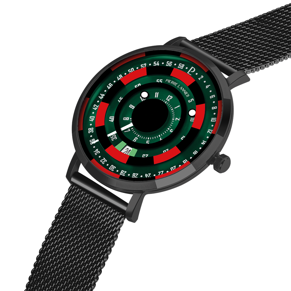 Montre homme Pierre Lannier BLACKJACK 254D499 – cadran vert bracelet milanais noir – vue 2