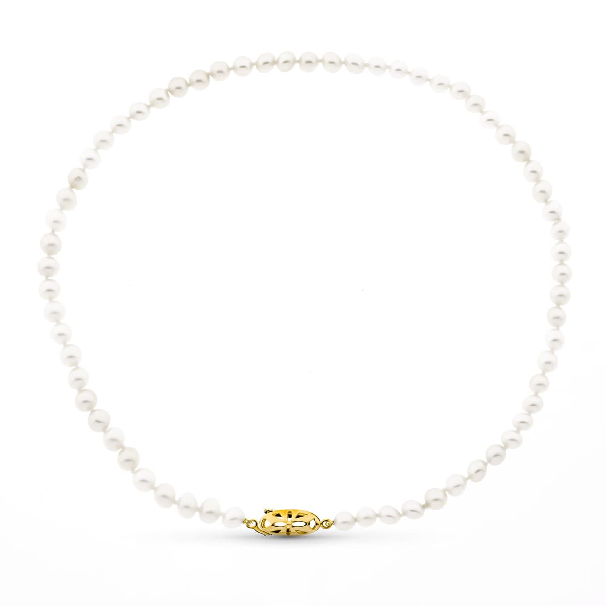 18K Collier Perle de Culture Broche Or Jaune 40 Cm