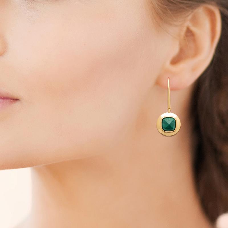 Malachite - Plaqué Or - Boucles d'Oreilles