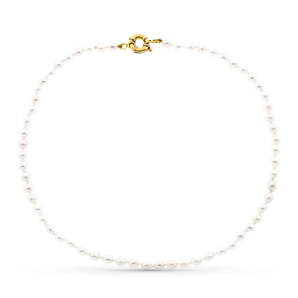 18K Collier Perle de Culture Or Jaune 40 Cm