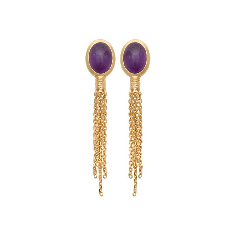 Chain - Amethyst - Earrings - Gold Plated