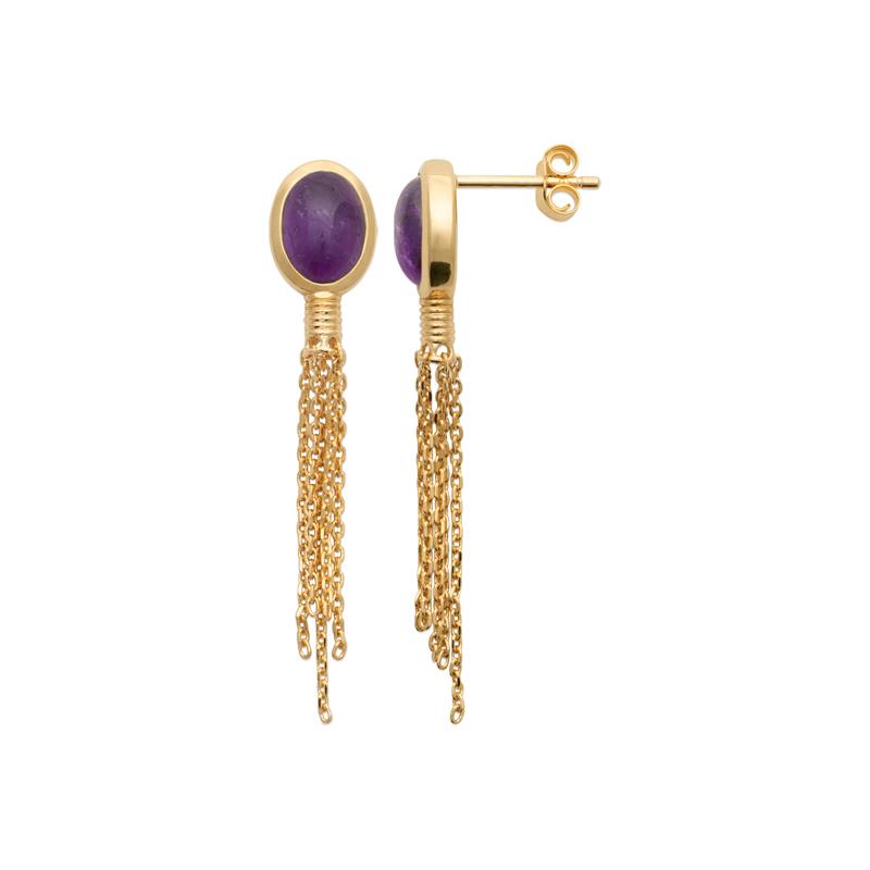 Chain - Amethyst - Earrings - Gold Plated