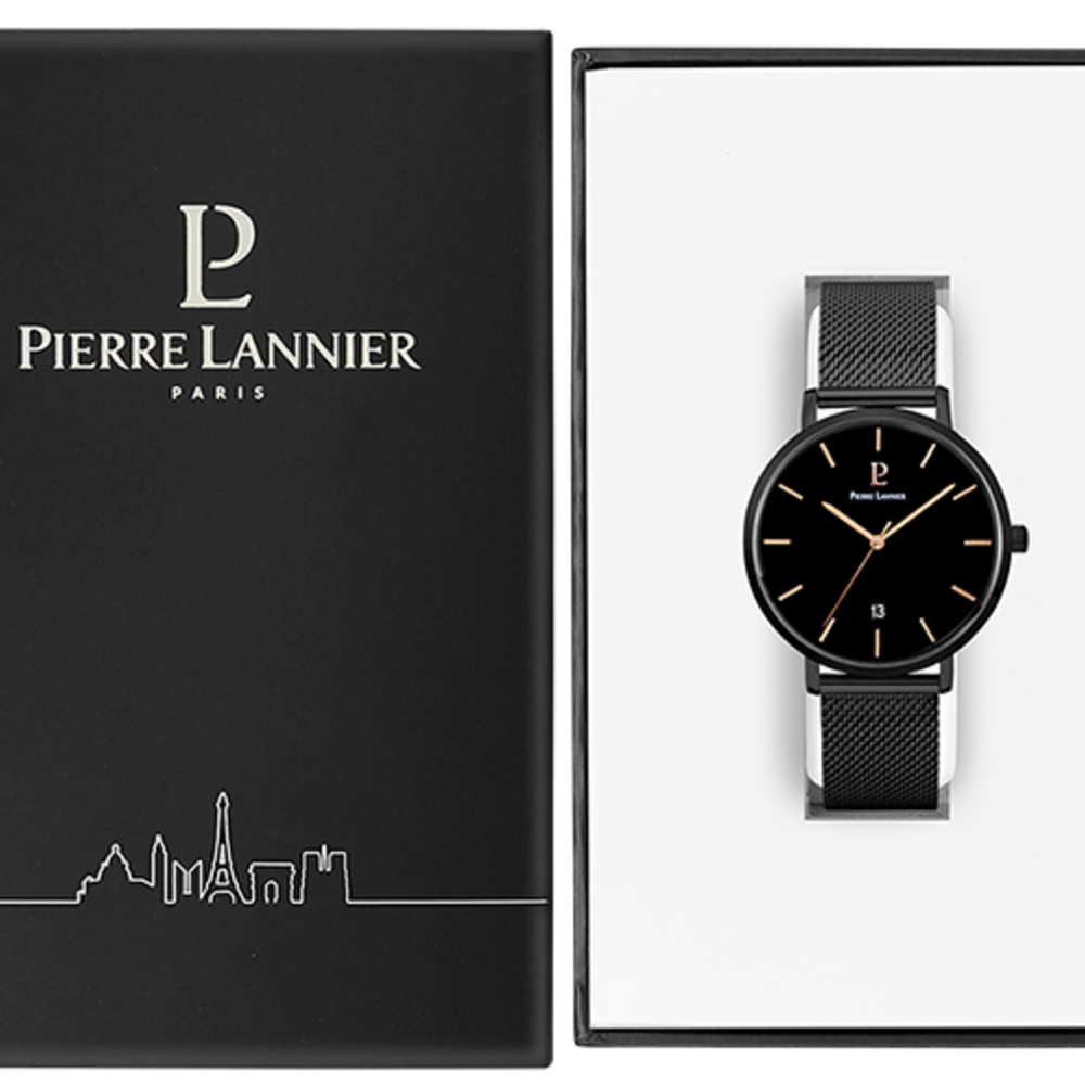 Montre homme Pierre Lannier ECHO 259F439 – cadran noir bracelet milanais noir – vue 2